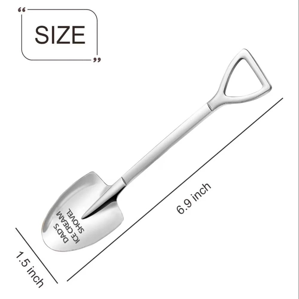 NEW Set of 4 Fathers Day Ice Cream Shovel Funny Engraved Stainless Steel